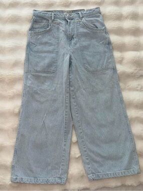 Free people piper wide leg mid rise crop pants railroad stripe 27